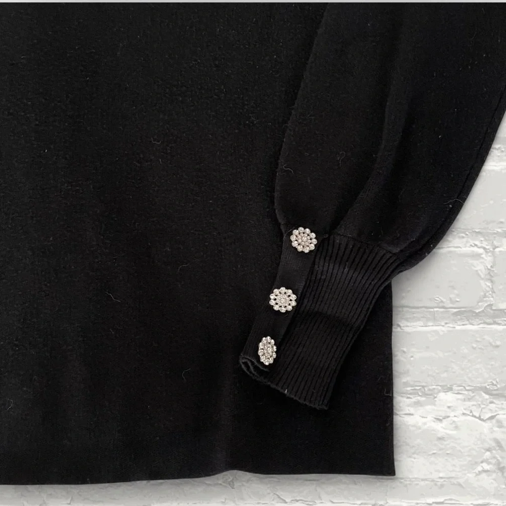 Tahari Mockneck Sweater with Sleeve Embellishments - Picture 2 of 3
